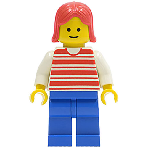 Hor Lego Minifigura Horizontal Lines Red White Arms Blue Legs