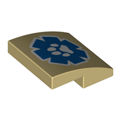LEGO Slope, Curved 2 x 2 with White Paw Print on Blue Wildlife Rescue Logo Pattern 15068PB362