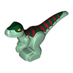 LEGO Dinosaur Baby Standing with Dark Green Back, Dark Red Stripes, and Yellow Eyes Pattern 37829PB09