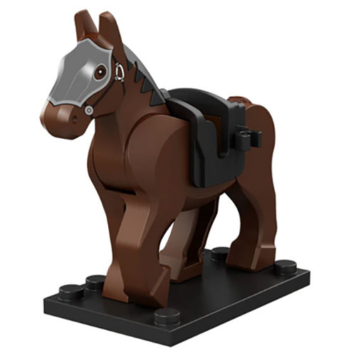 Brikblok Reddish Brown Horse with Saddle BB1014