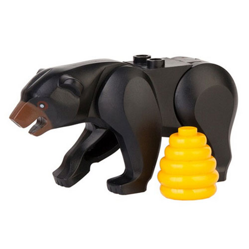 Brikblok Bear with 2 Studs on Back and Medium Nougat Muzzle Pattern with bees hive BBER001