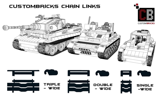 CustomBricks 50 x Chain Links - Triple Wide CB05