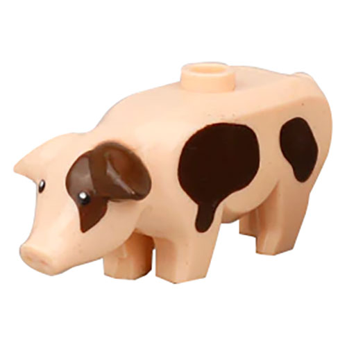 BRICKPANDA Pig with Black Eyes, White Pupils Pattern and Brown stains on the body PIGF