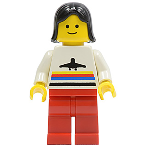 LEGO Minifigura Airport - Classic, Red Legs, Black Female Hair AIR011