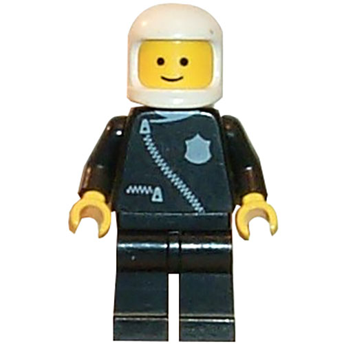 LEGO Minifigure Police - Zipper with Badge, Black Legs, White Classic Helmet COP003