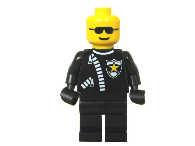 LEGO Minifigur Police - Zipper with Sheriff Star, White Helmet with Police Pattern, Trans-Light Blue Visor COP010