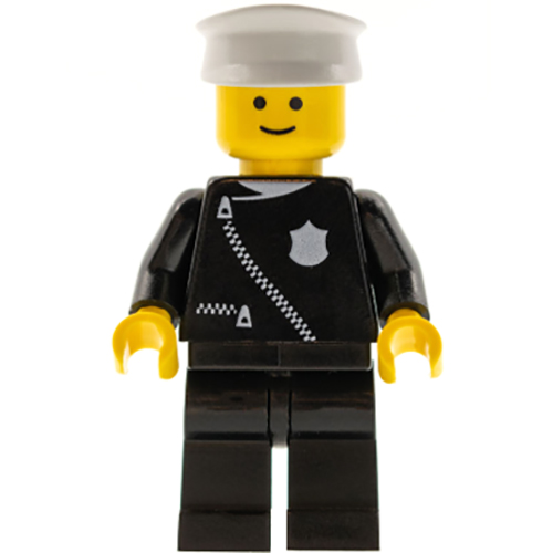 LEGO Minifigure Police - Zipper with Badge, Black Legs, White Hat COP013