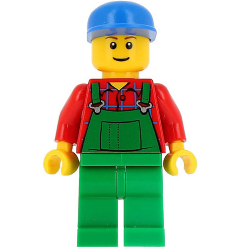 LEGO Minifigur Overalls Farmer Green, Blue Cap CTY0136