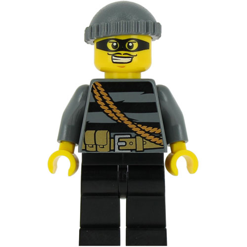 LEGO Minifigure Police - City Burglar, Dark Bluish Gray Knit Cap, Mask CTY0358