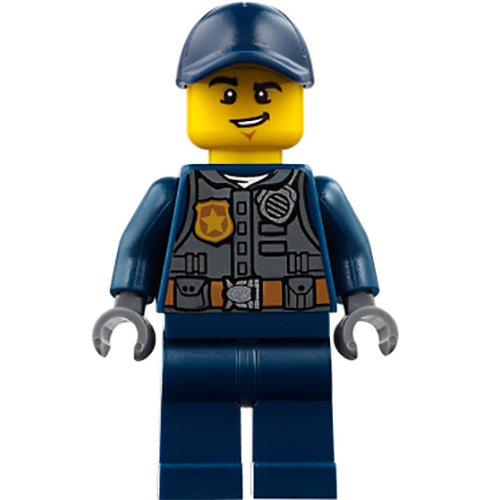 LEGO Minifigure Police - City Officer with Dark Bluish Gray Vest with Badge and Radio, Dark Blue Legs, Dark Blue Cap CTY0734