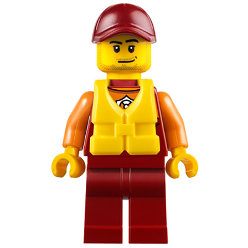 LEGO Minifigure Coast Guard City - Lifeguard, Dark Red Cap with Smirk and Life Jacket CTY0810