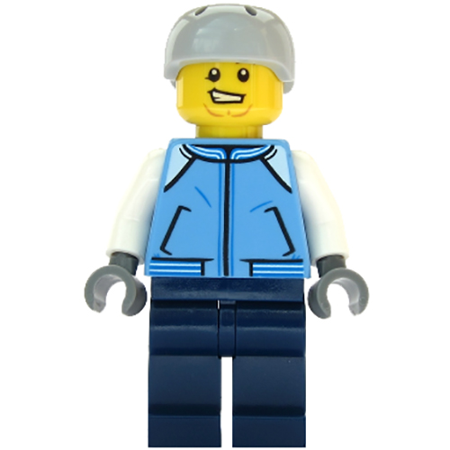 LEGO Minifigur Snowboarder - Male, Medium Blue Jacket, Light Bluish Gray Sports Helmet CTY1087