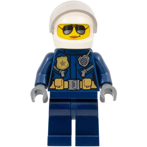 LEGO Minifigure Police - City Motorcyclist Female, Silver Sunglasses, Trans-Clear Visor CTY1121