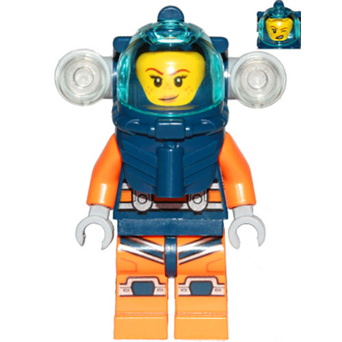 LEGO Minifigur Deep Sea Diver - Female, Dark Blue Helmet, Side Lamps, Smirk / Left Eye Squinted CTY1169