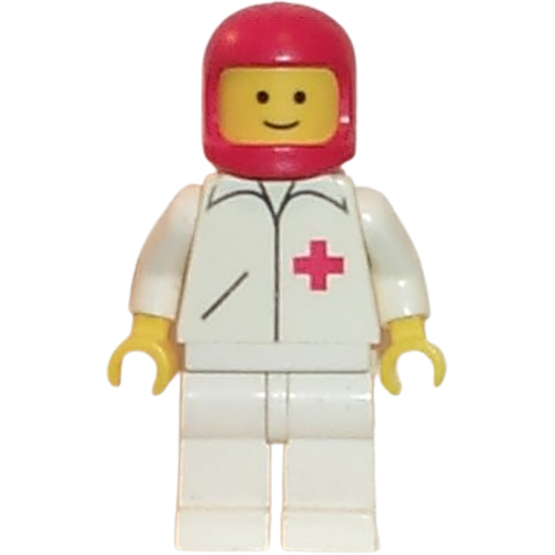 LEGO Minifigur Doctor - Straight Line, White Legs, Red Classic Helmet DOC011