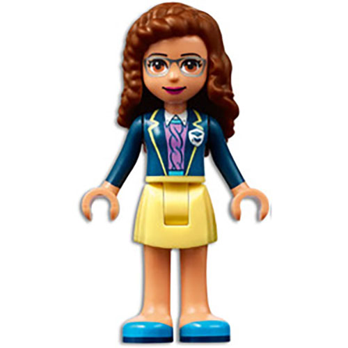 LEGO Minifigure Friends Olivia, Bright Light Yellow Skirt, Dark Blue Jacket, Dark Azure Shoes FRND460