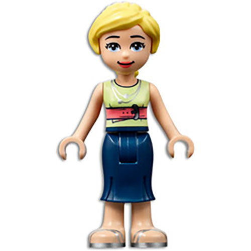 LEGO Minifigure Friends Marisa, Dark Blue Skirt, Yellowish Green Shirt with Coral Belt, Silver Sandals FRND461