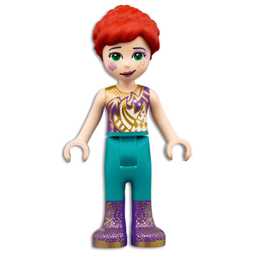 LEGO Minifigure Friends Mia, Dark Purple and Gold Top, Dark Turquoise Pants, Dark Purple Boots with Gold Pattern FRND462