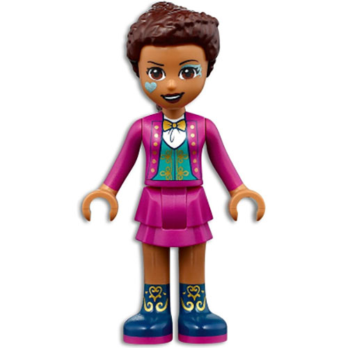 LEGO Minifigure Friends Andrea, Magenta Jacket and Skirt, Dark Blue Boots FRND467