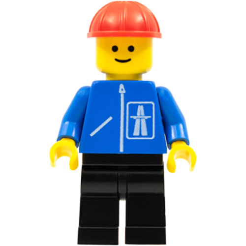 LEGO Minifigur Highway Pattern - Black Legs, Red Construction Helmet HGH010