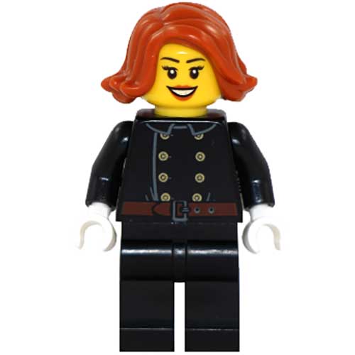 LEGO Minifigure Fire - Jacket with 8 Buttons, Dark Orange Female Hair Short Swept Sideways HOL119