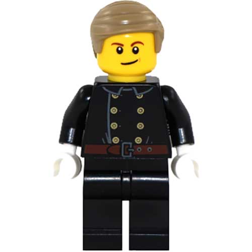 LEGO Minifigur Fire - Jacket with 8 Buttons, Dark Tan Smooth Hair HOL123