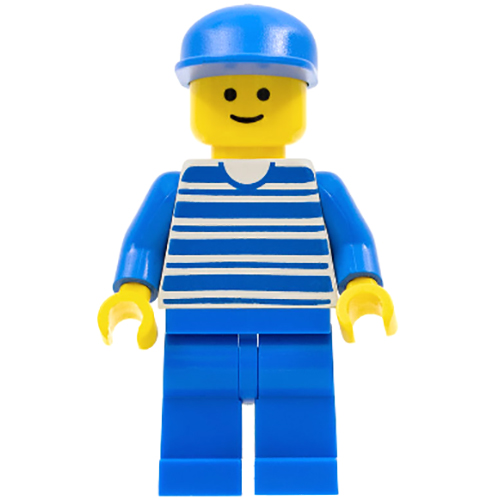 LEGO Minifigur Horizontal Lines Blue - Blue Arms - Blue Legs, Blue Cap HOR008