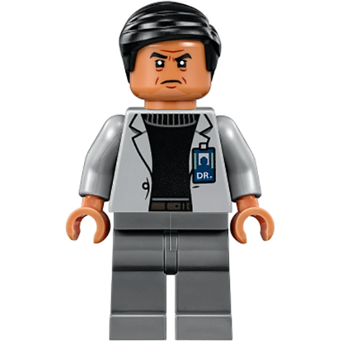 LEGO Minifigure Dr. Henry Wu - Light Bluish Gray Jacket, Smile / Angry Frown JW017