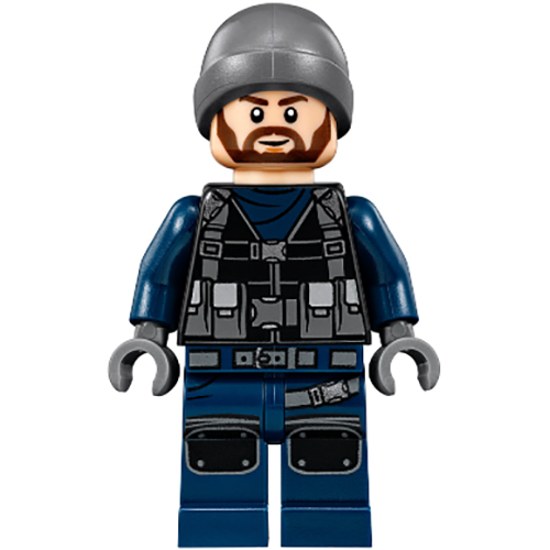 LEGO Minifigur ACU Guard - Male, Dark Bluish Gray Beanie, Light Nougat Head JW018