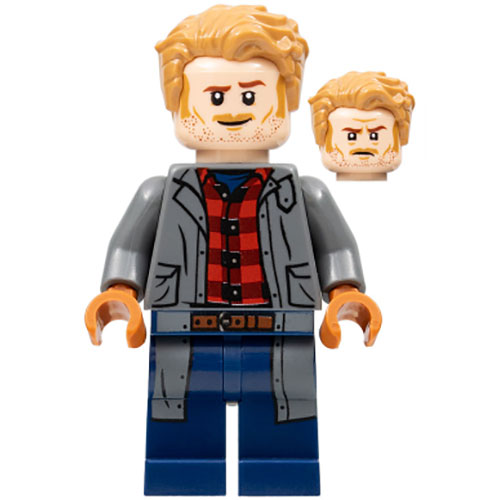 LEGO Minifigure Owen Grady - Dark Bluish Gray Jacket over Flannel Shirt JW100