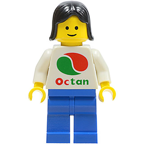 LEGO Minifigure Octan - White Logo, Blue Legs, Black Female Hair OCT010