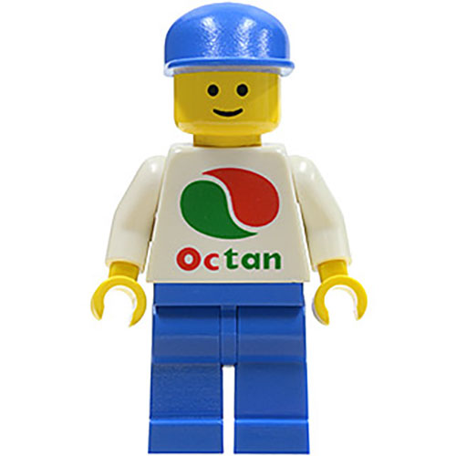 LEGO Minifigur Octan - White Logo, Blue Legs, Blue Cap OCT052