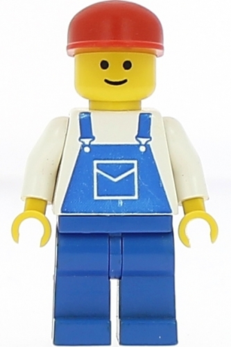 LEGO Minifigure Overalls Blue with Pocket, Blue Legs, Red Cap OVR003