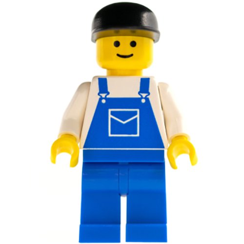 LEGO Minifigur Overalls Blue with Pocket, Blue Legs, Black Cap OVR022