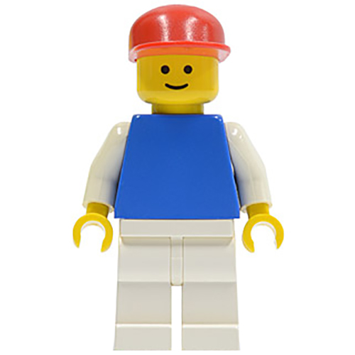 LEGO Minifigure Plain Blue Torso with White Arms, White Legs, Red Cap PLN148