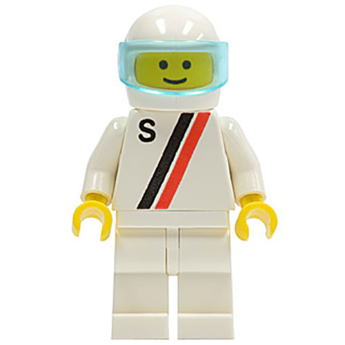 LEGO Minifigure White with Red / Black Stripe, with S Pattern, White Legs, White Helmet, Trans-Light Blue Visor S006