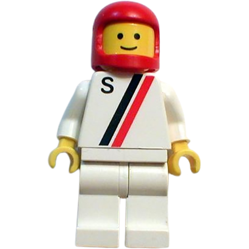 LEGO Minifigur White with Red / Black Stripe, with S Pattern, White Legs, Red Classic Helmet S007