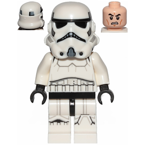 LEGO Minifigure Imperial Stormtrooper - Male, Dual Molded Helmet with Light Bluish Gray Panels on Back, Light Nougat Head, Scowl SW0997B