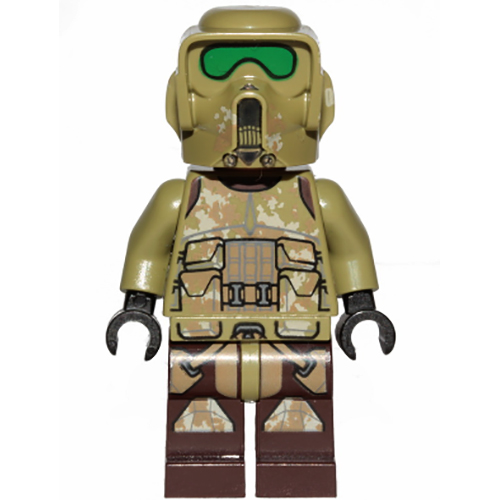 LEGO Minifigur Clone Scout Trooper, 41st Elite Corps (Phase 2) - Kashyyyk Camouflage, Dark Tan Markings on Legs, Scowl SW1002