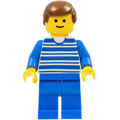 LEGO Horizontal Lines Blue - Blue Arms - Blue Legs, Brown Male Hair TRN039