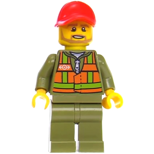 TRN244 LEGO Minifigure Train Driver - Orange Safety Vest with Lime ...