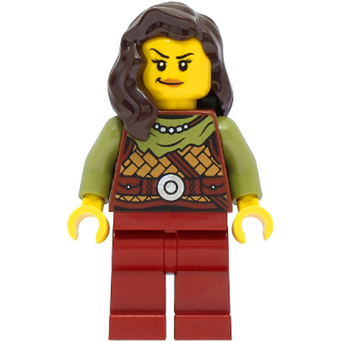 LEGO Minifigur Viking Warrior - Female, Leather Armor, Dark Red Legs, Dark Brown Hair VIK041