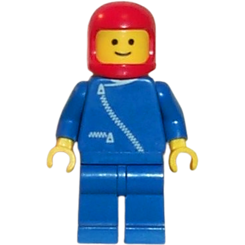 LEGO Minifigur Jacket with Zipper - Blue, Blue Legs, Red Classic Helmet ZIP005