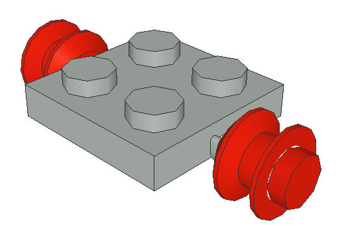 LEGO Plate, Modified 2 x 2 with Wheels Red 122C01