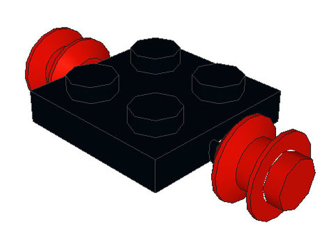 LEGO Plate, Modified 2 x 2 with Wheels Red 122C01