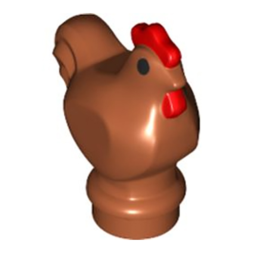 LEGO Chicken, Wide Base with Molded Red Comb and Wattle and Printed Black Eyes Pattern 1413PB01