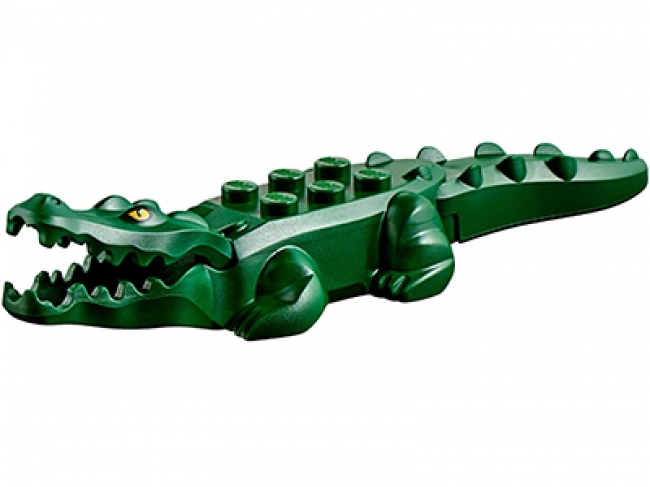 LEGO Alligator / Crocodile with 20 Teeth with Yellow Eyes Pattern - Complete Assembly with Blue Technic, Pin 1/2 18904C01PB01