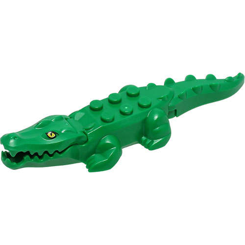 LEGO Alligator / Crocodile with 20 Teeth with Yellow Eyes Pattern - Complete Assembly with Blue Technic, Pin 1/2 18904C04PB01