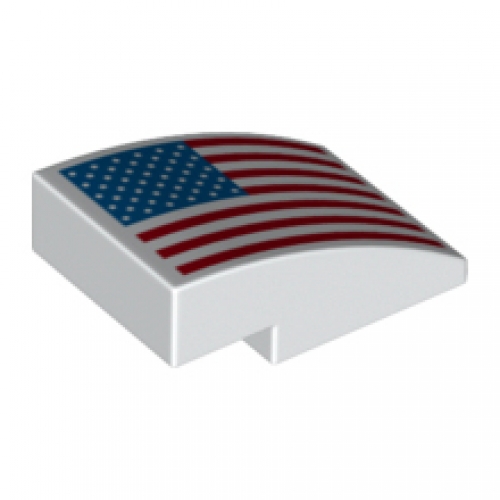 LEGO Slope, Curved 3 x 2 No Studs with United States Flag Pattern 24309PB006