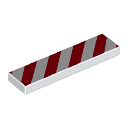 LEGO Tile 1 x 4 with Red and White Danger Stripes Red Pattern 2431P02